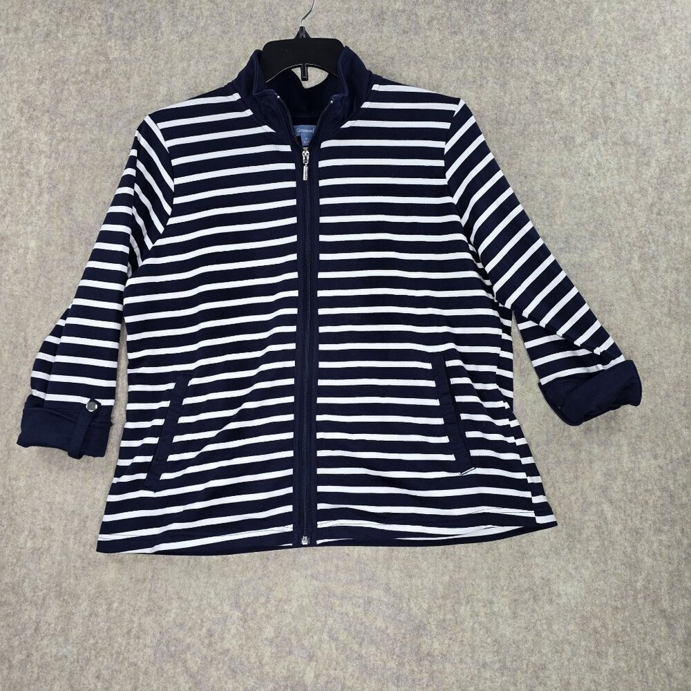 Cottonwood Canyon Womens Navy Striped Jacket XL Cotton/Polyester